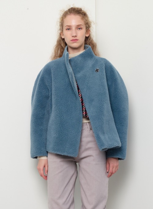 eco fur short coat (blue)