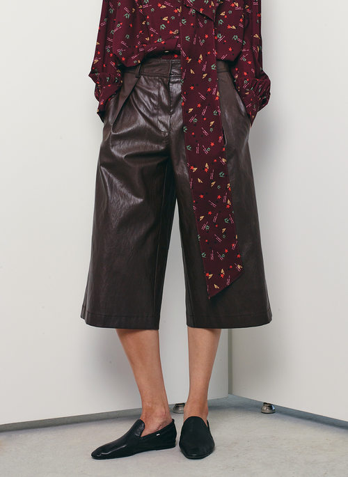[나혜미 착용] eco leather culotte pants (burgundy)