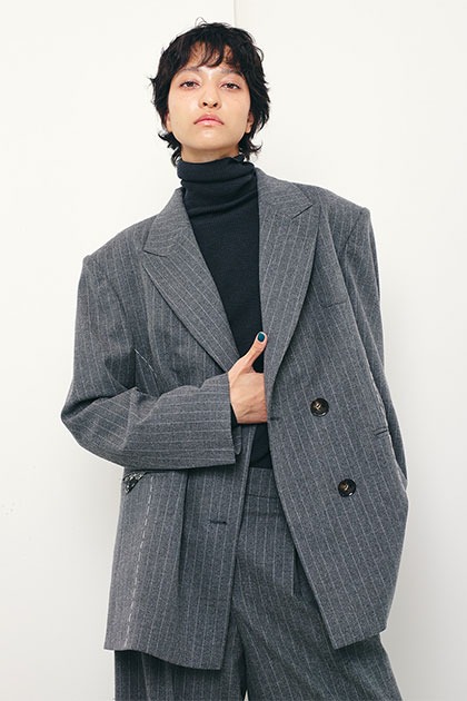 wool stripe jacket - light gray